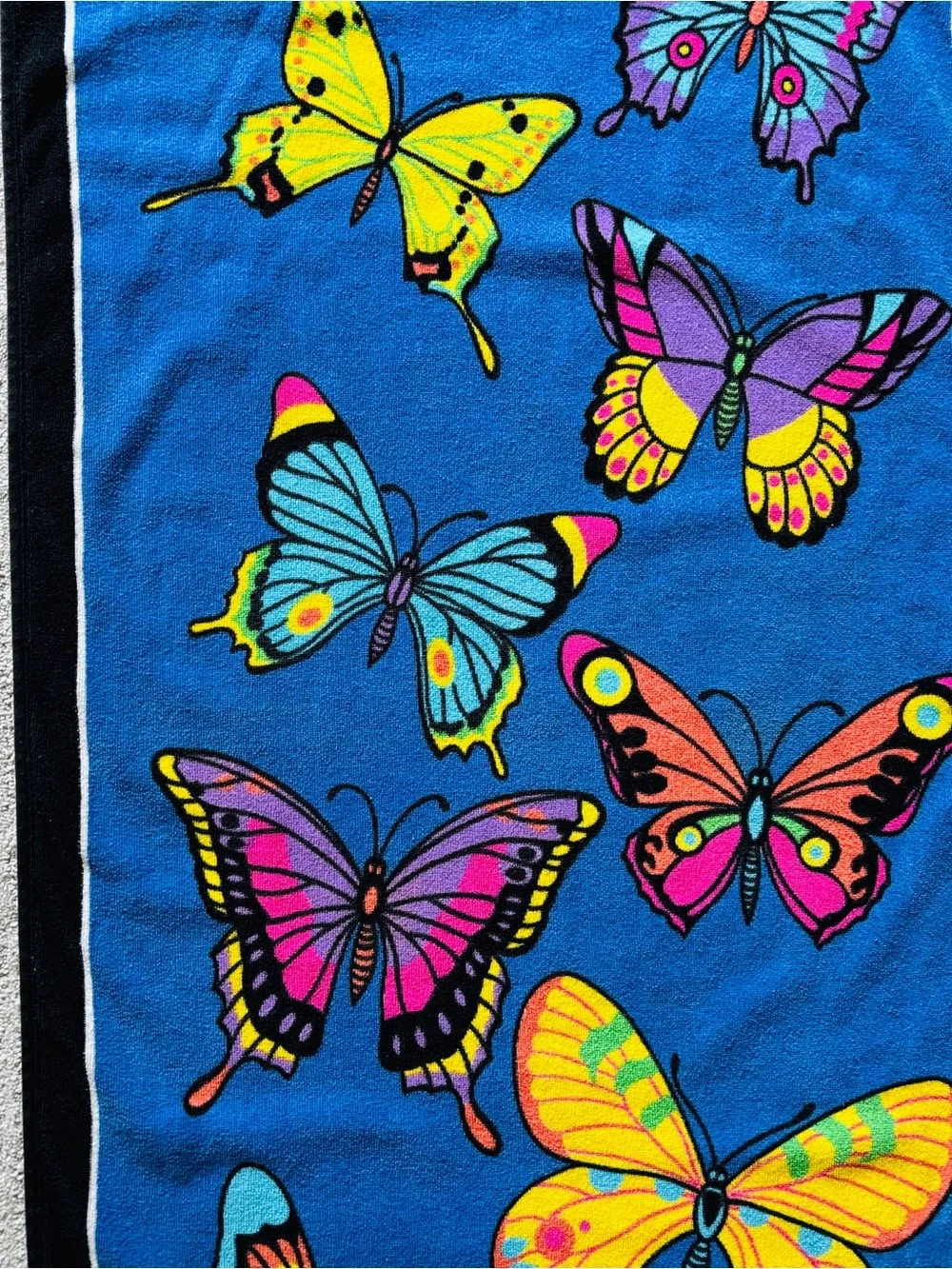 Vintage Beach Towel Butterflies Butterfly Pink Blue Multicolored 57